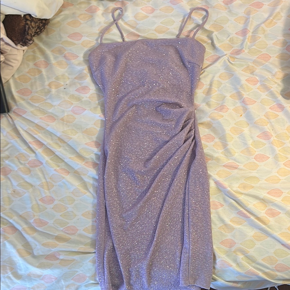 purple mini glitter dress